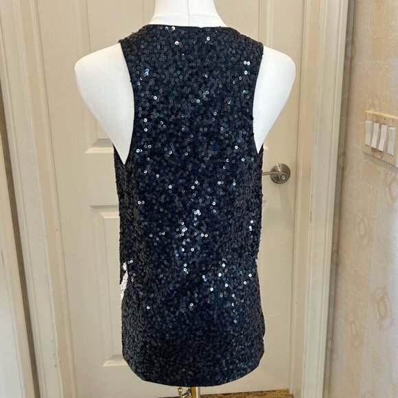 J. CREW Sequin Anchor Tank Top in Size Medium Navy Blue and White - Picture 5 of 7